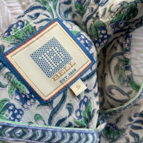 Bell Patricia Midi Dress Blue and Green Sleeveless Dress Silk Cotton Rainey S - Picture 11 of 12